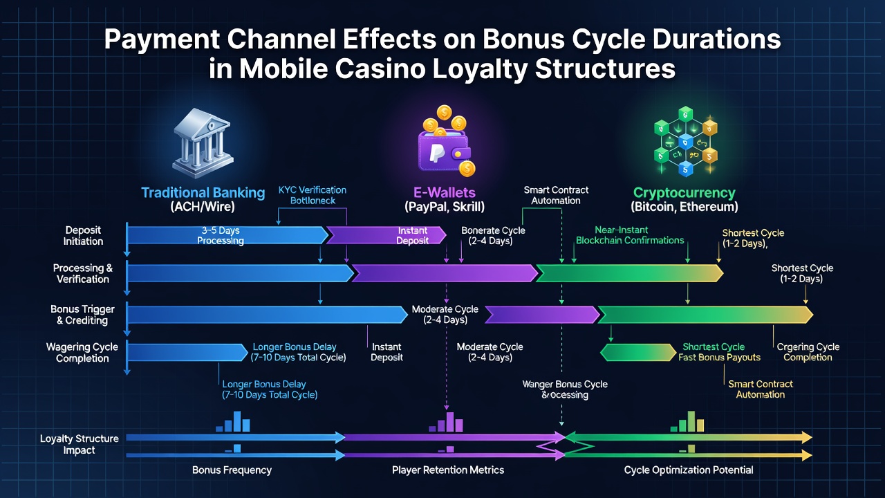 Diagramm zur Dauer von Bonuszyklen nach verschiedenen Zahlungsmethoden in Casinos