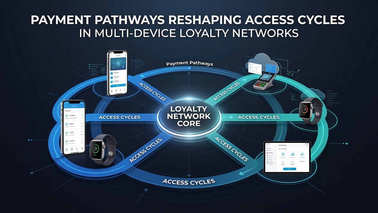 Illustration von synchronisierten Zugriffszyklen in Loyalty-Netzwerken mit mobilen und stationären Geräten